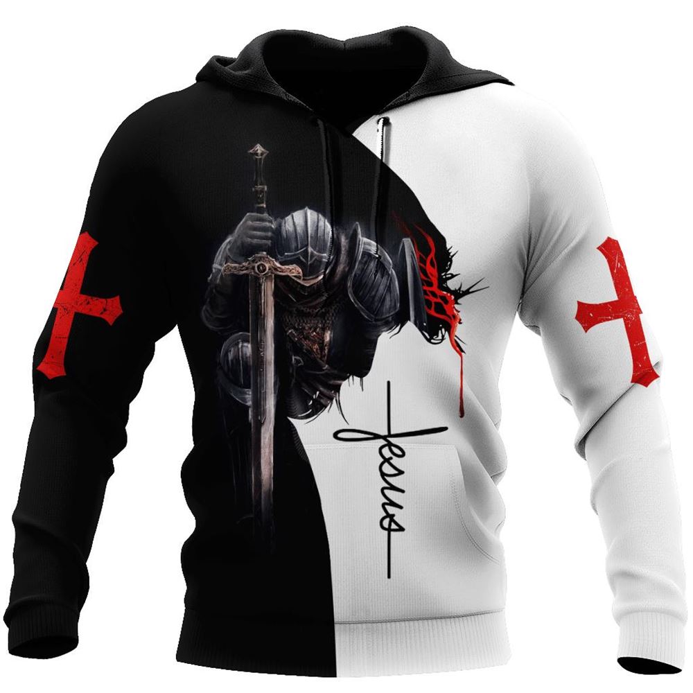 Faith Over Fear Knight Jesus God 3D Hoodie For Man And Women, Jesus Printed 3D Hoodie