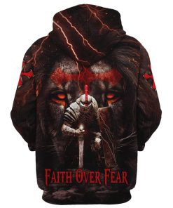 Faith Over Fear, Knight Of The Lion Hoodie For Men & Women, God 3D Printed Hoodie, Christian Apparel Hoodies