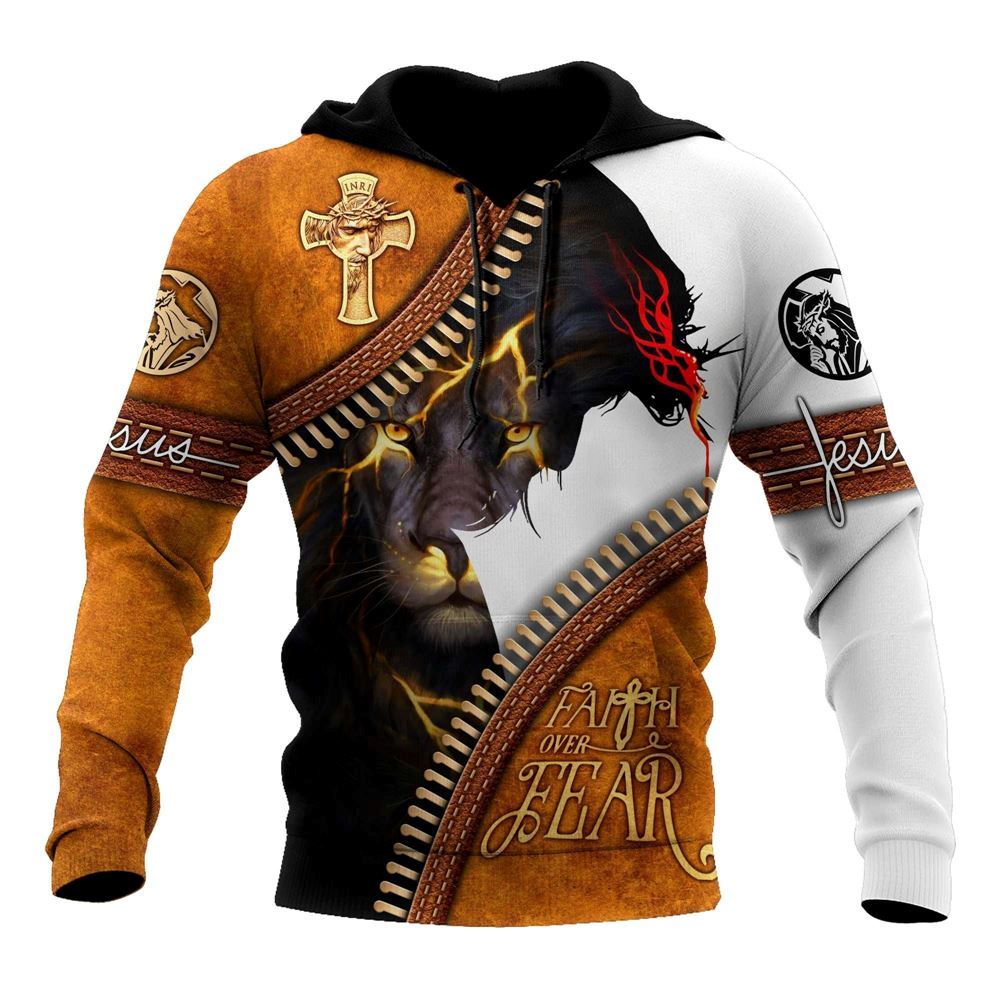Faith Over Fear Logo Jesus Printed Design God 3D Hoodie For Man And Women, Jesus Printed 3D Hoodie