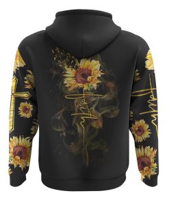 Faith Over Fear Sunflower All Over Print 3D Hoodie, Christian Hoodie, Christian Sweatshirt, Bible Verse Shirt