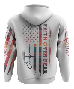 Faith Over Fear Sunset Beach Flag All Over Print 3D Hoodie, Christian Hoodie, Christian Sweatshirt, Bible Verse Shirt