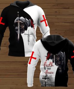 Faith Over Fear Warrior Of The Lord God 3D Hoodie For Man And Women, Jesus Printed 3D Hoodie