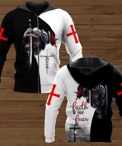 Faith Over Fear Warrior Of The Lord God 3D Hoodie For Man And Women, Jesus Printed 3D Hoodie
