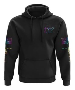 Faith Over Fear Wings Colorful Cross Light All Over Print 3D Hoodie, Christian Hoodie, Christian Sweatshirt, Bible Verse Shirt