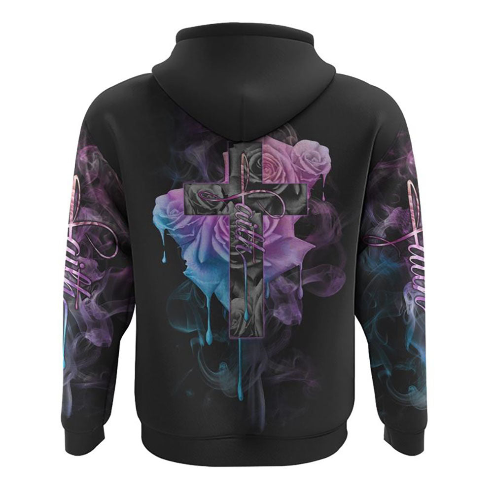 Faith Rose All Over Print 3D Hoodie, Christian Hoodie, Christian Sweatshirt, Bible Verse Shirt