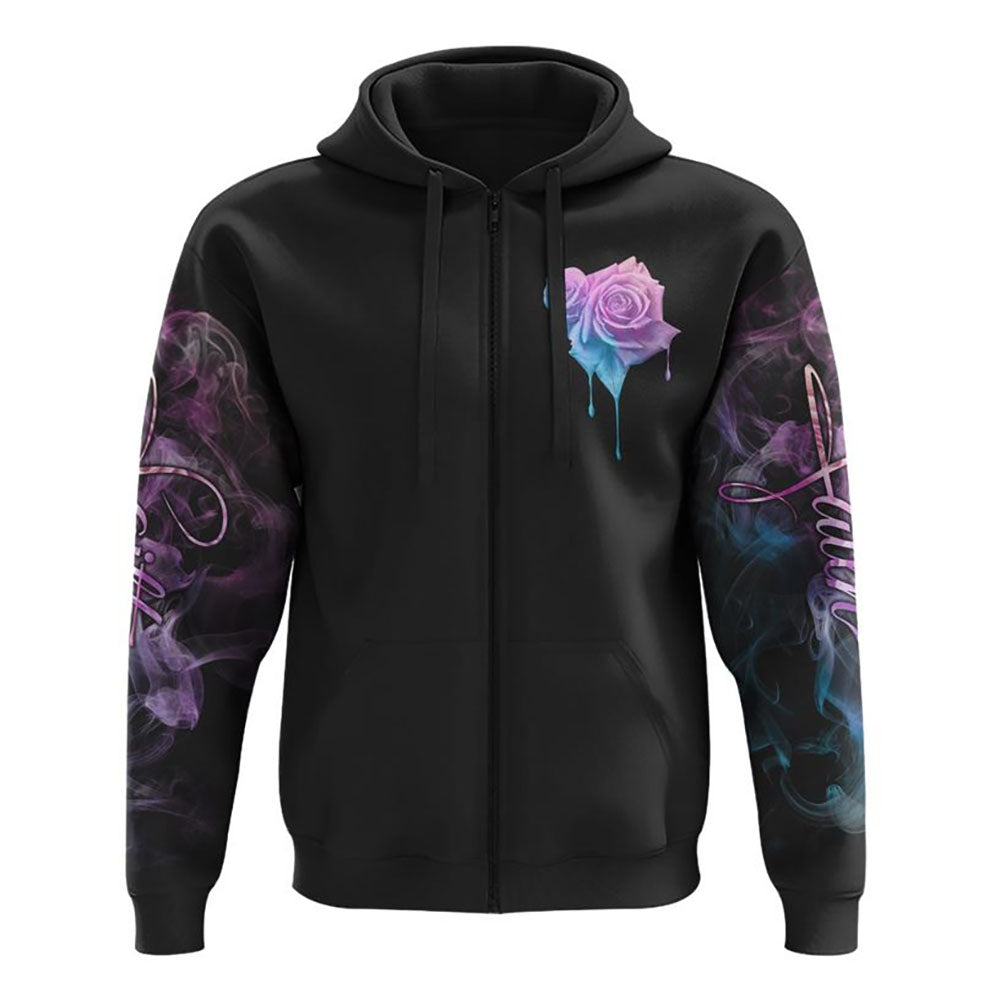 Faith Rose All Over Print 3D Hoodie, Christian Hoodie, Christian Sweatshirt, Bible Verse Shirt