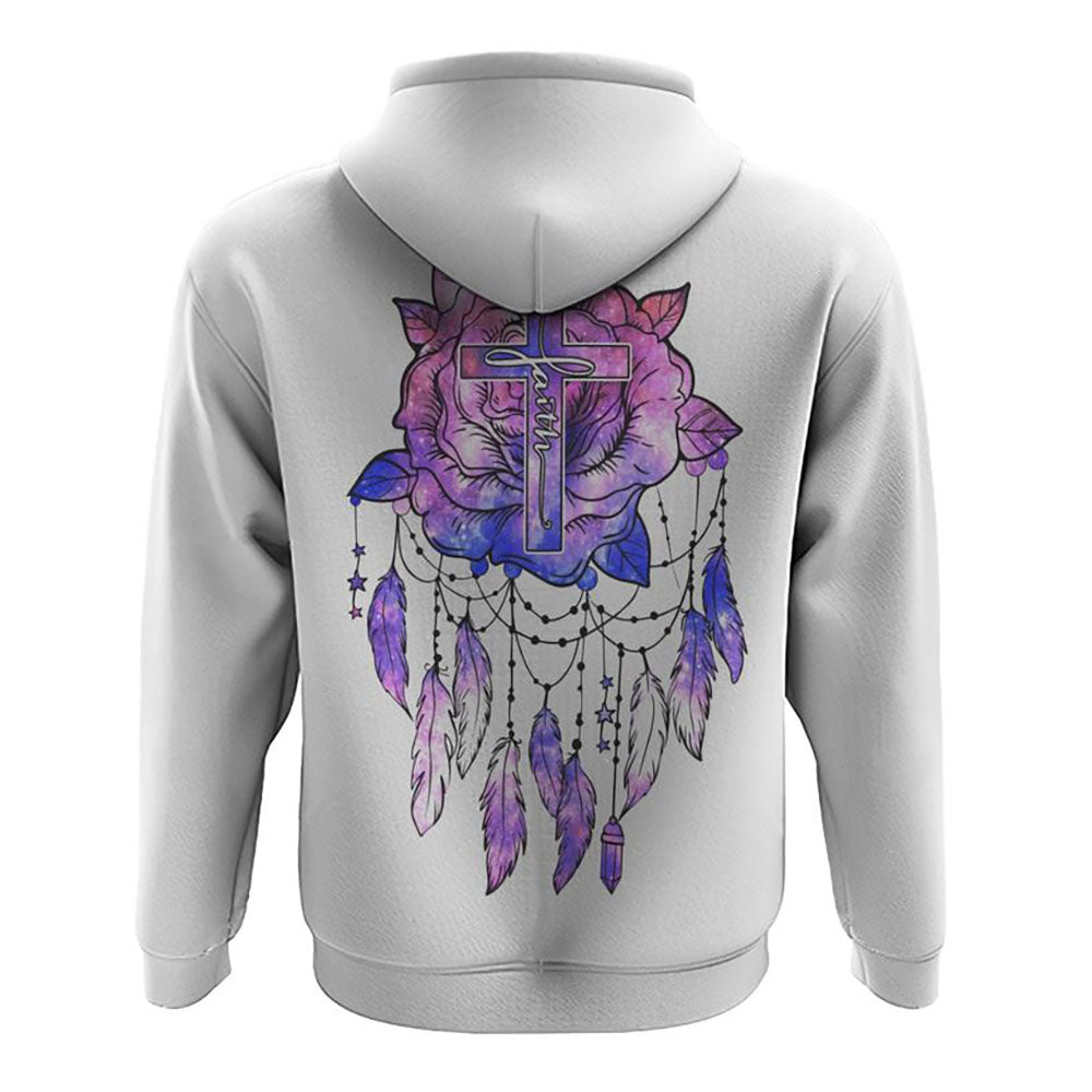 Faith Rose Dreamcatcher All Over Print 3D Hoodie, Christian Hoodie, Christian Sweatshirt, Bible Verse Shirt