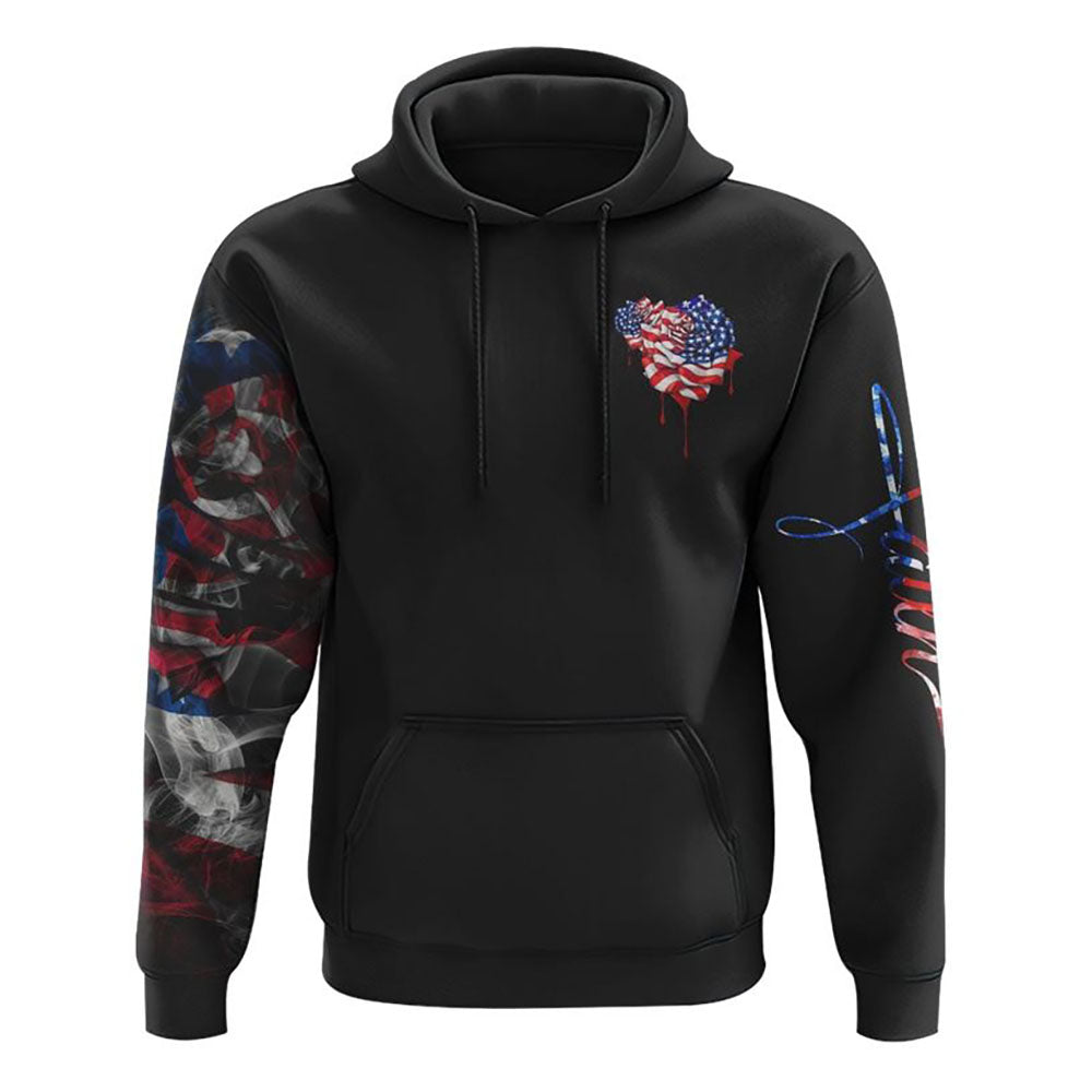 Faith Rose Independence Day Flag All Over Print 3D Hoodie, Christian Hoodie, Christian Sweatshirt, Bible Verse Shirt