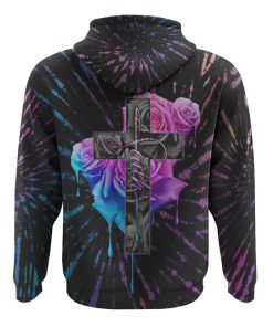 Faith Rose Watercolor Tie Dye All Over Print 3D Hoodie, Christian Hoodie, Christian Sweatshirt, Bible Verse Shirt