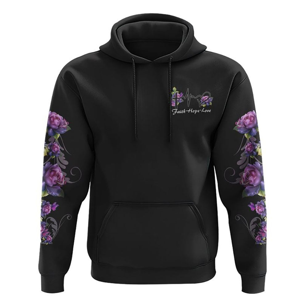 Faith Rose Wood Cross Smoke All Over Print 3D Hoodie, Christian Hoodie, Christian Sweatshirt, Bible Verse Shirt