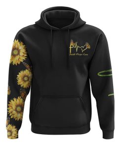 Faith Sunflower Butterfly Smoke All Over Print 3D Hoodie, Christian Hoodie, Christian Sweatshirt, Bible Verse Shirt