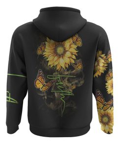 Faith Sunflower Butterfly Smoke All Over Print 3D Hoodie, Christian Hoodie, Christian Sweatshirt, Bible Verse Shirt