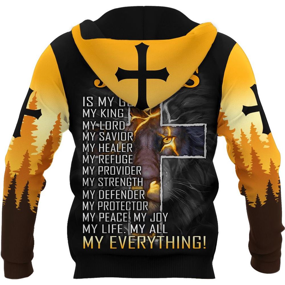 Faith in God And Lion Jesus Is My Savior God 3D Hoodie For Man And Women, Jesus Printed 3D Hoodie