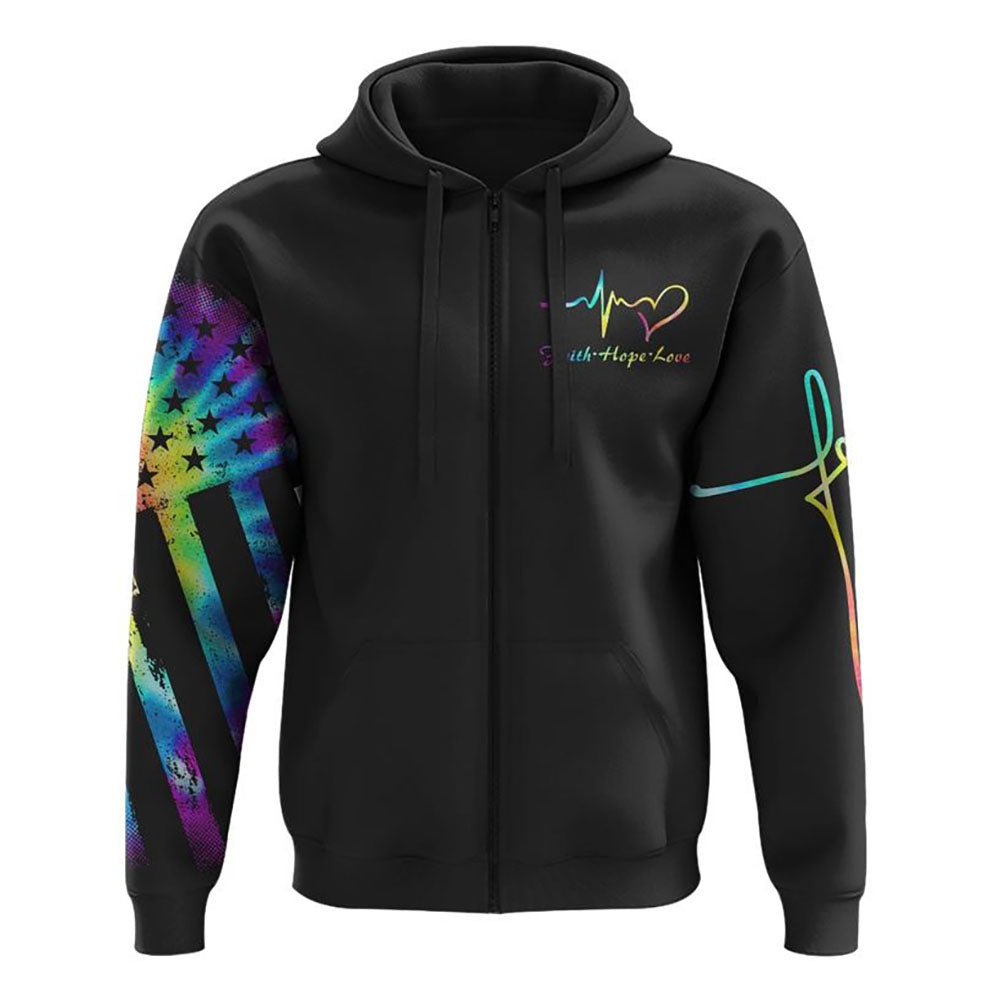Fe' Cross Wings Colorful Watercolor All Over Print 3D Hoodie, Christian Hoodie, Christian Sweatshirt, Bible Verse Shirt
