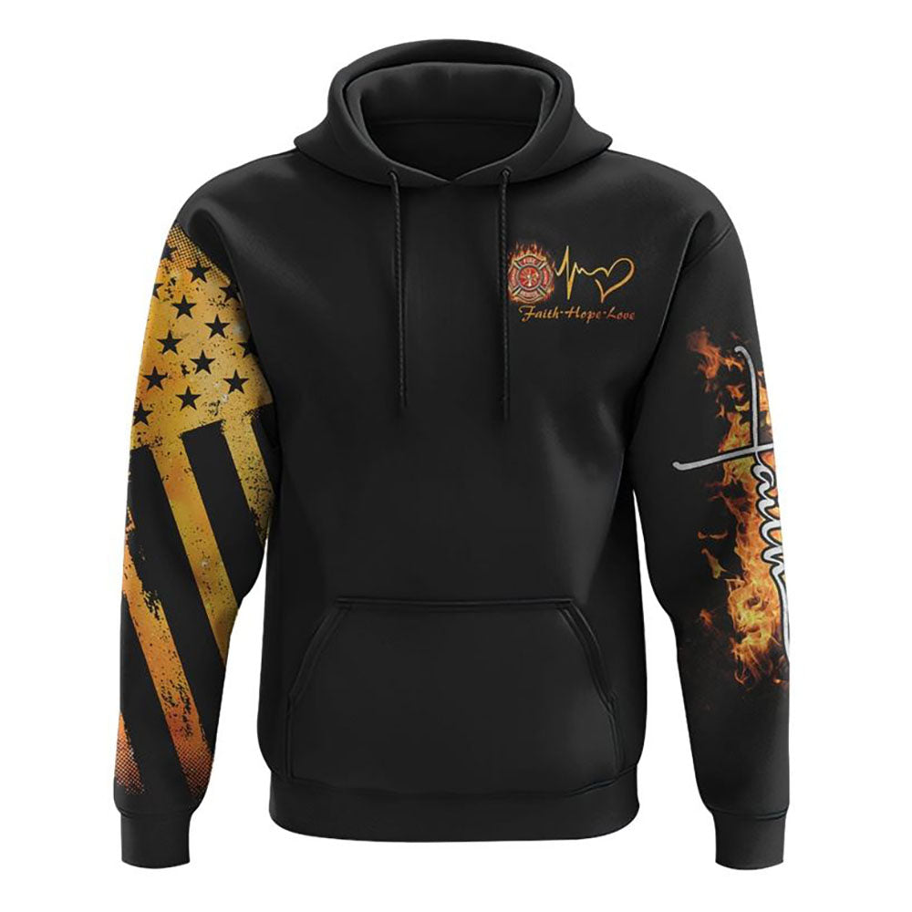 Firefighter Cross Wings All Over Print 3D Hoodie, Christian Hoodie, Christian Sweatshirt, Bible Verse Shirt