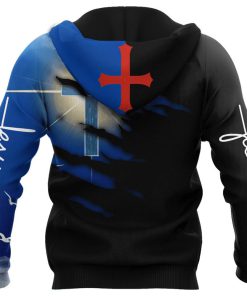 God Blessed Cross Blue God 3D Hoodie For Man And Women, Jesus Printed 3D Hoodie