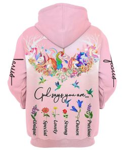 God Say You Are 3D All Over Print, Unicorn And Hummingbird Hoodie For Men & Women, God 3D Printed Hoodie, Christian Apparel Hoodies