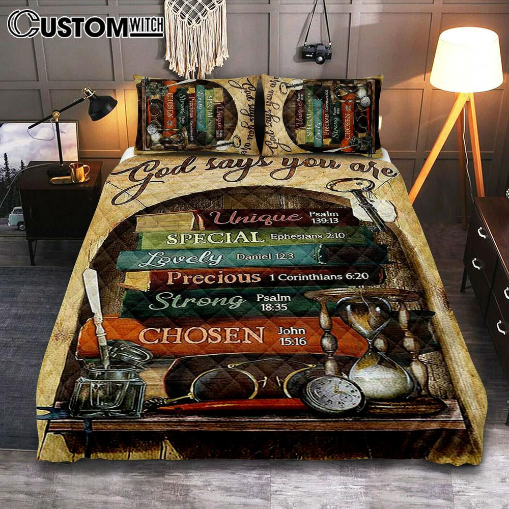 God Says You Are Book Glasses Quilt Bedding Set Art - Christian Art - Bible Verse Bedroom - Religious Home Decor