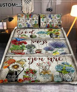 God Says You Are Flower Quilt Bedding Set Bedroom - Christian Cover Twin Bedding Quilt Bedding Set - Religious Quilt Bedding Set Prints