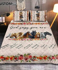 God Says You Are Horse Quilt Bedding Set Bedroom - Christian Cover Twin Bedding Quilt Bedding Set - Religious Quilt Bedding Set Prints