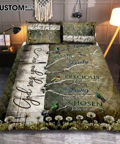 God Says You Are Hummingbirds Dandelion Quilt Bedding Set Bedroom - Bible Verse Quilt Bedding Set Art - Christian Home Decor