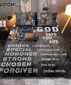 God Says You Are Quilt Bedding Set - Christian Gifts For Trucker Drivers - Christian Quilt Bedding Set Bedroom Decor