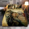 God Will Never Leave You Wooden Cross Red Cardinal Quilt Bedding Set Bedroom - Christian Quilt Bedding Set Prints - Bible Verse Quilt Bedding Set Art