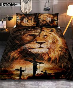 Half Jesus Half Lion Quilt Bedding Set Bedroom - Jesus Quilt Bedding Set Pictures - Christian Quilt Bedding Set Bedroom