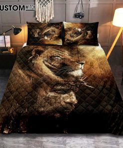 Half Lion Half Jesus Quilt Bedding Set Bedroom - Jesus Quilt Bedding Set Pictures - Christian Quilt Bedding Set Bedroom