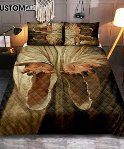 Hand Of God Jesus Quilt Bedding Set Bedroom - Christian Bedroom Decor - Religious Quilt Bedding Set Prints