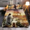 Happy Jesus Little Girl Daisy Field White Butterfly Quilt Bedding Set - Christian Bedroom - Religious Home Decor
