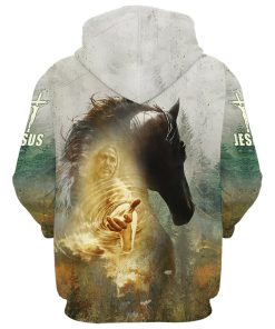 Horse And Jesus Faith Over Fear Hoodies Jesus Hoodie Men & Women, God 3D Printed Hoodie, Christian Apparel Hoodies