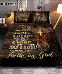 Horse Cross A Soul That Never Loses Faith In God Quilt Bedding Set Bedroom - Christian Cover Twin Bedding Quilt Bedding Set - Gift For Horse Lover