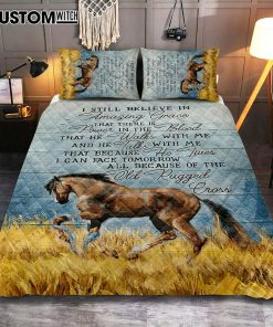 Horse I Still Believe In Amazing Grace Quilt Bedding Set Bedroom - Bible Verse Quilt Bedding Set Art - Christian Home Decor