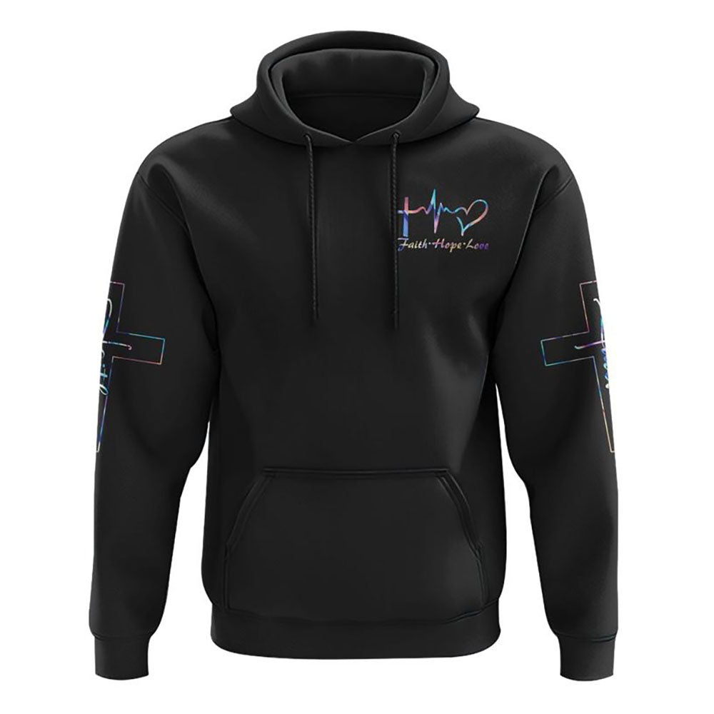 I Believe There Are Angels Among Us Wings Cross All Over Print 3D Hoodie, Christian Hoodie, Christian Sweatshirt, Bible Verse Shirt