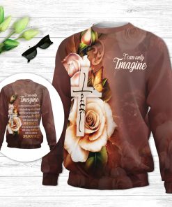 I Can Only Imagine Faith Cross And Roses Ugly Christmas Sweater - Christian Unisex Sweater - Religious Christmas Gift