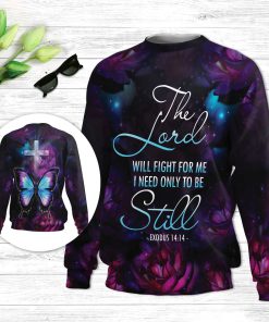 I Need Only To Be Still Exodus 1414 Ugly Christmas Sweater - Butterfly & Cross Ugly Christmas Sweater - Christian Unisex Sweater - Religious Christmas Gift