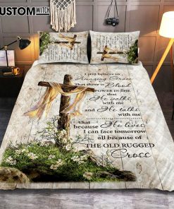 I Still Believe In Amazing Grace Song Lyrics Cross Jesus Quilt Bedding Set Bedroom - Christian Cover Twin Bedding Quilt Bedding Set - Religious Quilt Bedding Set Prints