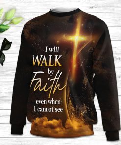I Will Walk By Faith Even When Cannot See Lion Ugly Christmas Sweater - Christian Unisex Sweater - Religious Christmas Gift