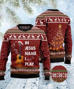 In Jesus Name I Play Guitar Ugly Christmas Sweater, Funny Xmas Sweater, Sweater Xmas