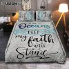 In God I Trust Blue Delicate Flower Quilt Bedding Set - Christian Bedroom - Religious Home Decor
