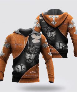 Jesus And Lion Half Face 3D Hoodies For Men Women, God 3D Printed Hoodie, Christian Apparel Hoodies