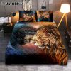 Jesus And Lion Of Judah Quilt Bedding Set Prints - Jesus Christ Quilt Bedding Set Art - Christian Cover Twin Bedding Decor