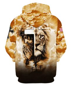 Jesus And The Cross Lion Of Judah Hoodie For Men & Women, God 3D Printed Hoodie, Christian Apparel Hoodies