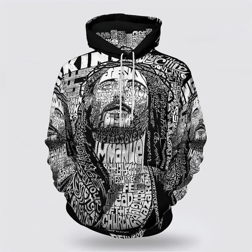 Jesus Christ And Lion Half Face 3D Hoodies For Women Men, God 3D Printed Hoodie, Christian Apparel Hoodies