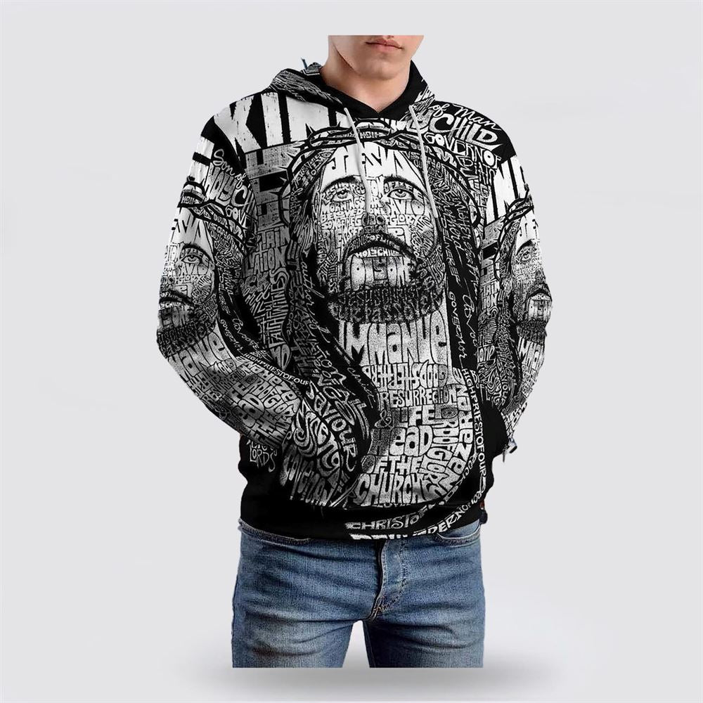 Jesus Christ And Lion Half Face 3D Hoodies For Women Men, God 3D Printed Hoodie, Christian Apparel Hoodies