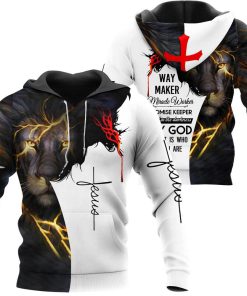 Jesus Christ And Lion Way Maker Miracle Worker God 3D Hoodie For Man And Women, Jesus Printed 3D Hoodie