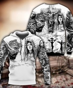 Jesus Christ And Maria Tattoo God 3D Hoodie For Man And Women, Jesus Printed 3D Hoodie