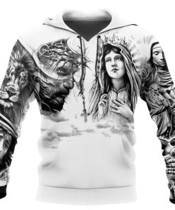 Jesus Christ And Maria Tattoo God 3D Hoodie For Man And Women, Jesus Printed 3D Hoodie