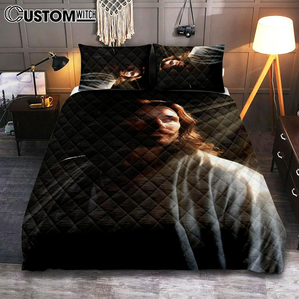 Jesus Christ Art Quilt Bedding Set Prints - Jesus Quilt Bedding Set Art - Christian Bedroom Decor